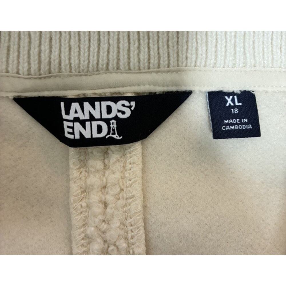 Women’s Lands End Cream Cozy Boucle Fleece Pullover Quarter-Zip Sweater Size XL - Picture 3 of 6